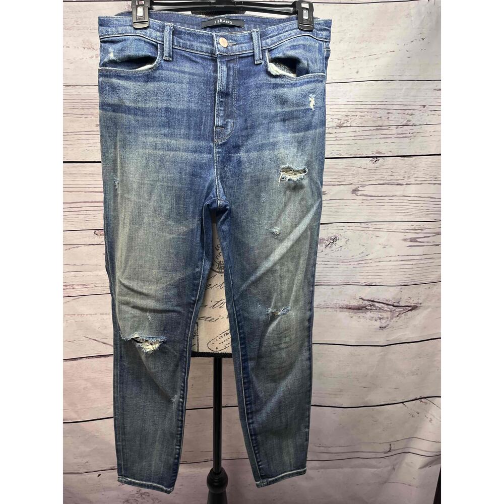 J Brand Distressed Mid-Rise Skinny Jeans Womens USA Size 30‎